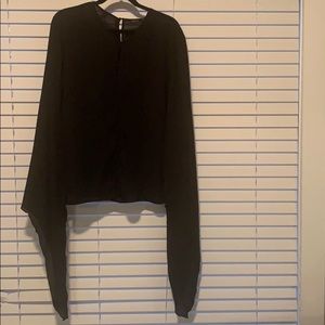 Boohoo Black Dramatic Sleeve Top